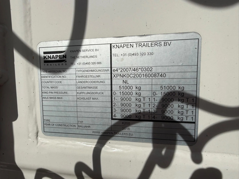 Knapen Trailers K200 90m3 4AS! Stuuras 2x Liftas  Alcoa 10MM Cargo Floor APK/TUV 07-2027