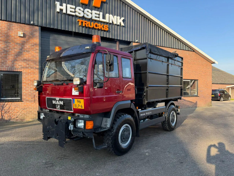 MAN 10.163 4x4 63.042KM!! PTO/Hydraulic voor+achter Aftakas Hefinrichting achter 3 Zijden kipper