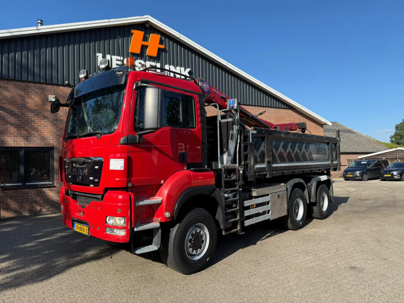 MAN TGS 33.440 6X6 HMF Kraan AHK 3 Zijdige Kipper AS-3 Stuuras NL Truck APK/TUV 16-02-2027